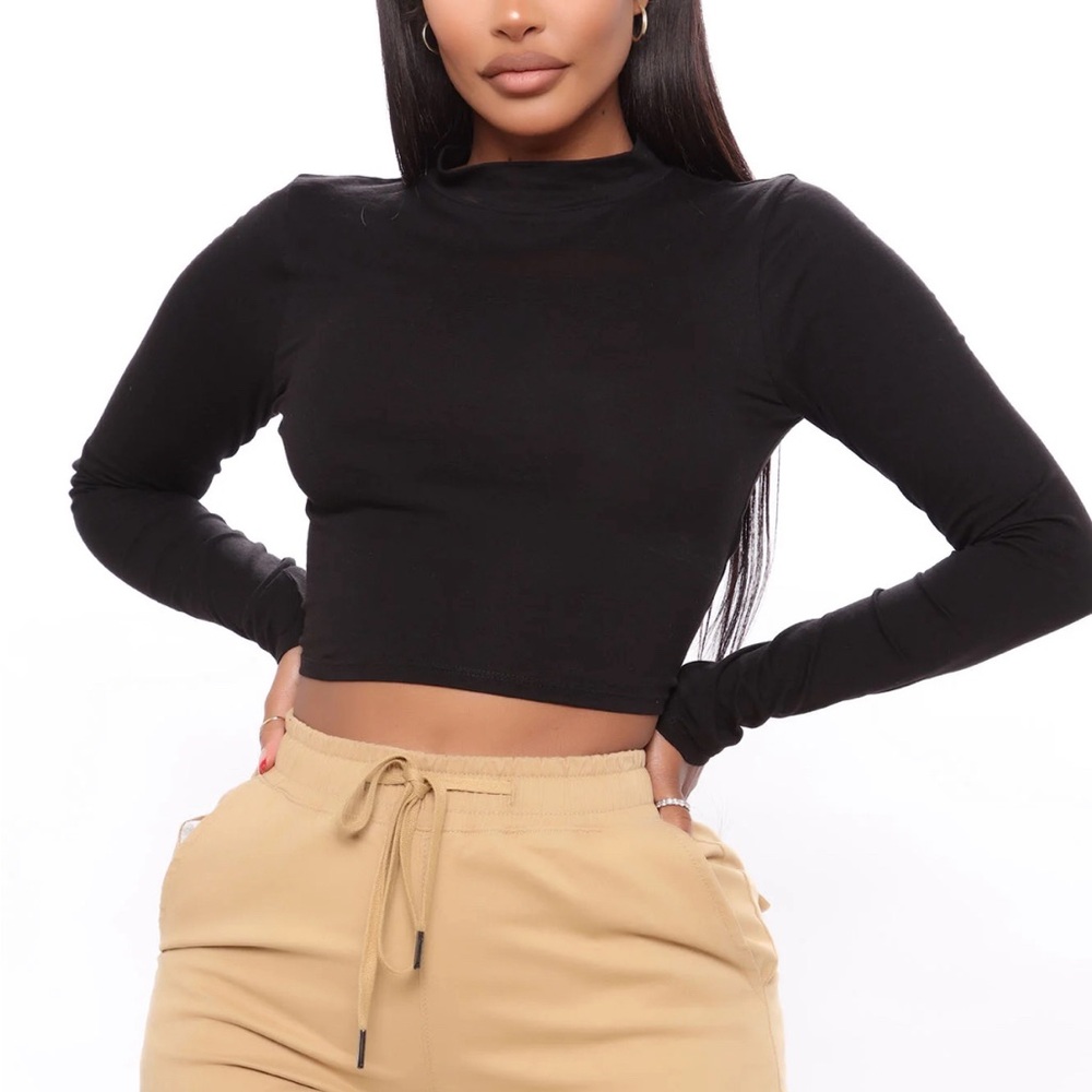 Melanie Long Sleeve Mock Neck Crop Top